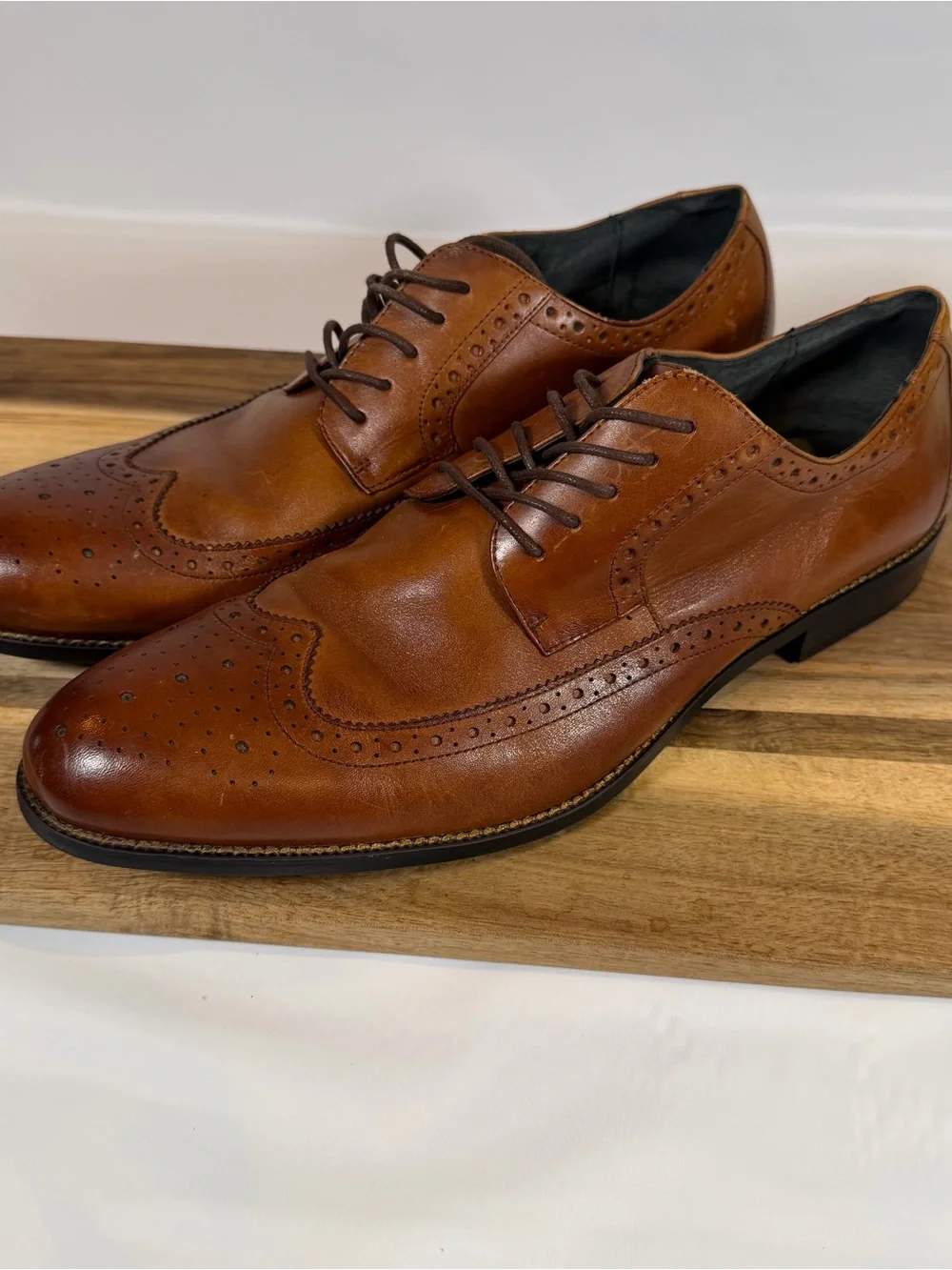 Stacy Adams Classic Men's Wingtip Dress Shoes Size 13 Leather Cognac Brown